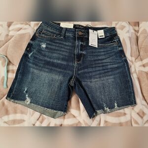 Judy Blue Dark Blue Distressed Women Shorts High waist Medium